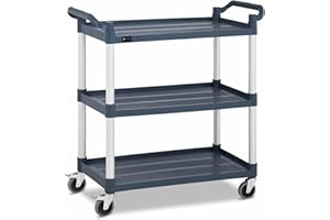 Royal Catering Carro De Servicio Carrito para Hostelería RC-ST910SS (con 2 Frenos de estacionamiento, 3 estantes, Capacidad de Carga: 150 kg)