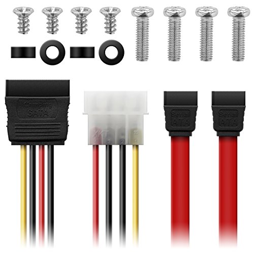 Einbaurahmen für 2,5″ Festplatten / SSD’s auf 3,5″ Adapter Wechselrahmen Mounting Frame – Hartplastik – Halterung Schienen inkl. Schrauben SATA Kabel und Stromadapter - 5