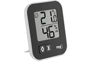 TFA Dostmann digital termo-hygrometer MOXX, 30.5026.01, luftfuktigheten vid rumstemperatur, rumsklimat, luftfuktigheten i rum