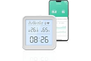 DIFCUL WIFI Thermometer Hygrometer - Mini LCD Digital Thermometer Hygrometer Innen - Unterstützung von Alexa Google-Assistenten-Warnungen Datenspeicherung