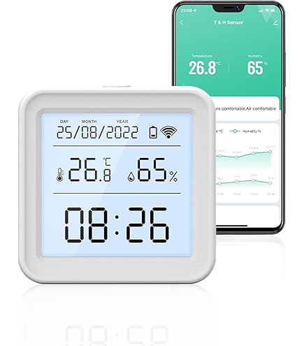 Wifi-thermometer en hygrometer. Kamerthermometer, WiFi-temperatuursensor, thermo-hygrometer met app-melding en gegevensopslag, voor kas of wijnkelder