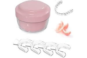 lomonmen Caja Dental con Cesta,Caja Portátil de Limpieza de Dentaduras para Guardar y Remojar Protectores Bucales,Estuche de Viaje para Limpieza de Cepillos de Dientes (Rosa)