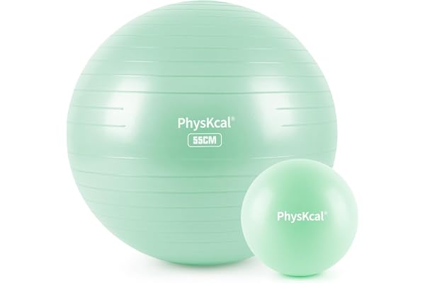 PhysKcal Balles d'exercices Fitness 55-85cm avec de 23cm Ballon de Pilates Set, Anti-dérapant Yoga Ball, Swiss Ball, Ballon de Gymnastique, Balle d'équilibre avec Pompe Rapide
