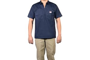Ben Davis S/S Half Zip Work Shirt - Navy