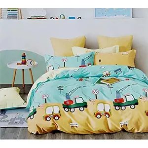 24x7 Home Store Premium Fitted King Size Kids Cartoon Double Bed Bedsheet ( Size 100x108 inches ), with 2 Pillow Covers (46x68 inches)
