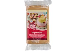 FunCakes Pasta De Azúcar Sparkling Gold, Fondant, Fácil de usar, Sabor Vainilla, Óptimo para la Decoración de Tartas, 250 g