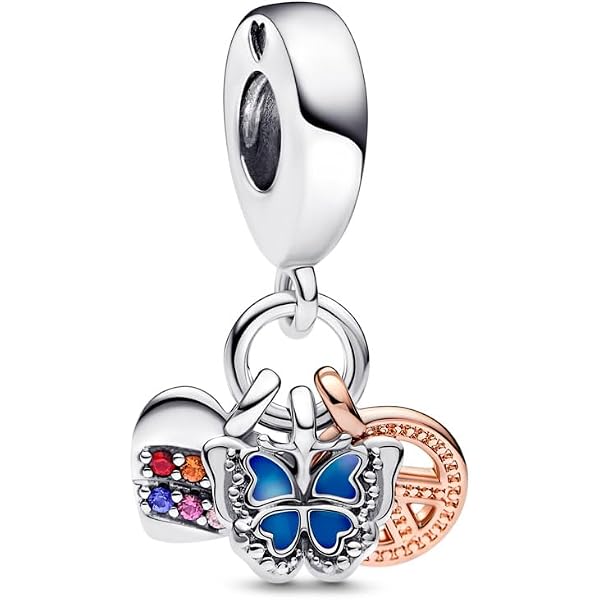 Perlen Anhänger 5 Charms Schmetterling 20mm Emaille Metall Anhänger 5-5 Hellrosa Schmuck Charms 20mm