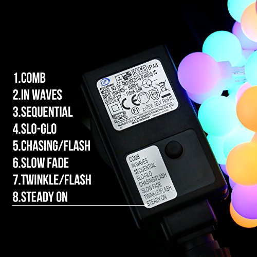 LE 100er LED Kugel Lichterkette 10M Mehrfarbig 8 Modi mit Memory-Funktion für Innen Außen Party Weihnachten Dekolampe (RGB) - 3