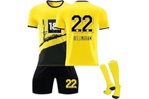 Senmubery Fußball Trikot für BVB Trikot Set 23/24 Hause/Auswärts Trikot Kurzarmtrikot Shorts Socken Set für Fußballtrikot für Erwachsene und Kinder