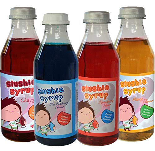 4 Confezione Multipla di Sciroppo Slushie - Mango, Fragola, Cola e Lampone Blu