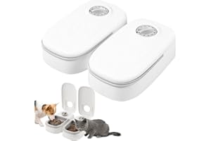 Vmxlso Automatic Cat Feeder, 2 Meal Cat Automatic Feeder, automatic Pet Feeder with Timer 48 Hours, cat Food Dispenser for Wet and Dry Food, for cats, Double Box