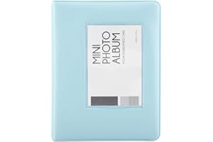 RAGUSO 64 Pockets 3 Inch Mini Polaroid Photo Album,Photo Album Book for Fujifilm7s/8/25/50s/90 Picture Case Storage,for Adults,Children,Album for Wedding, Travel Scrapbooking,Blue