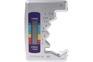fivekim Détecteur de capacité de Batterie de testeur de Batterie numérique pour Piles C, D, N, AA, AAA, 9V 6F22, Pile Bouton de 1,55 V, Argent