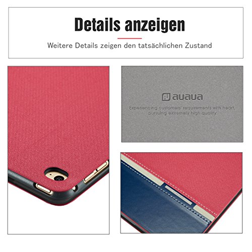 AUAUA iPad Mini 4 Hülle, iPad Mini 4 Lederhülse Smart-Schlaf,Sie werden mit einer Membran für Schirm-schutz beschenkt werden, für Apple iPad iPad Mini 4 Apple Tablet (Rot, iPad Mini 4) - 9
