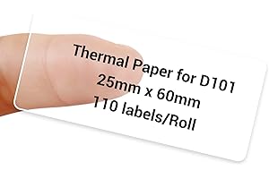 NIIMBOT D101 Etykiety, 25 x 60 mm, wodoodporne, olejoodporne i odporne na rozdarcie, samoprzylepne etykiety z kodami kreskowymi tylko do NIIMBOT D101, 1 rolka 110 papieru (przezroczyste)