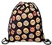 Produktbild Tasche mit Kordelzug, Emoji-WIFI Cute Muster Sport Reisen Schule Gym Rucksack broschierte Ausgabe Harajuku Unisex, schwarz 2
