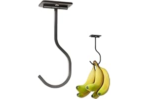 FEBBYA Gancho para Colgar Plátanos,Adhesivo Soporte Plegable Negro para Debajo del Gabinete para Plátanos Frescos en la Encimera