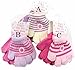 2 Pairs of Girls Magic Free Size Soft Finger Gloves Choice of Colours 0-12 Months (Pink & Cerise) #C