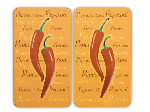 WENKO 2542439500 Herdabdeckplatte Peperoni-Line - 2er Set, für Glaskeramikherde, Gehärtetes Glas, 52 x 1.8 x 30 cm, Mehrfarbig