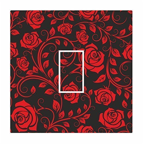 Red & Black Classic Rose Floral Pattern Light Switch Sticker vinyl cover skin decal For Any Room