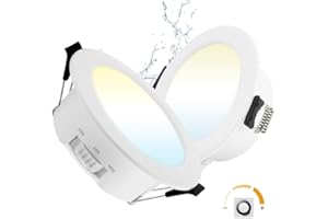 GREBEAM Lot de 2 Spot LED Encastrable Dimmable 12W, Spot LED Extérieur, Rond, Blanc Chaud 3000K Blanc Neutre 4000K Blanc Froid 6000K Réglable, Ø123mm-133mm Trou, Spot Salle de Bain IP44 pour Salon Cuisine
