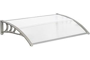 HOBBYZOO Front Door Canopy Outdoor Awning, 120 x 80 cm Window Garden Canopy Patio Porch Awning, Rain Shelter Cover, Grey