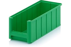 CREATIV LADENBAU GMBH Creativ Ladenbau Sichtlagerkasten/Sichtbox/Stapelbox/Lagerbox / Sortierkasten / Sortierbox in Größe 3 lang, stapelbar, Farbe: grün (Gelbgrün ähnlich RAL6018), Außenmaße L x B x H 32,5 x 15 x 12,5 cm