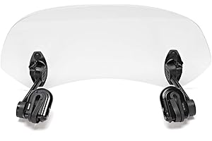 ARAMOX Universal Motorcycle Screen Deflector, Adjustable Clip On Transparent Windscreen Wind Deflector Windshield with Fitting
