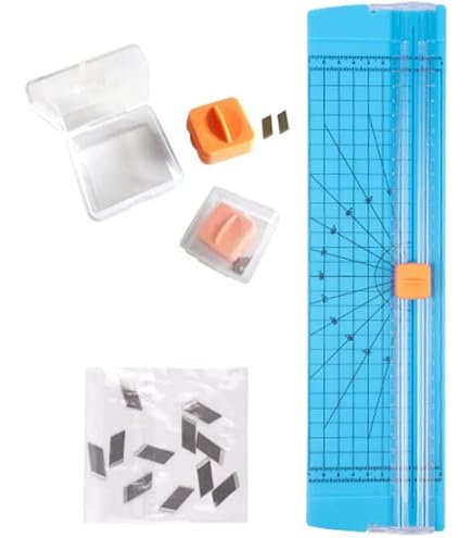 Fyearfly Papierschneider A5 | Mit Lineal & Klinge | Für Basteln, Büro, Schule | Blau