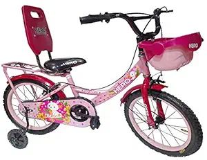Hero Cycles 16T Girls Tubular Wheels Minnie Cycle, 9 Inches Steel Frame Mountain Bike (Pink, 4 to 7 Year)
