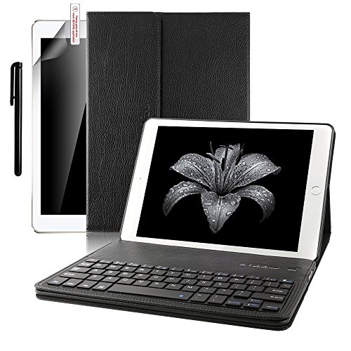 Boriyuan IPad Pro 9.7 Bluetooth Tastatur Hülle, Smart Case Stand Folio Hülle mit abnehmbare Wireless Bluetooth Tastatur Keyboard Case für Apple iPad Pro 9,7 Zoll- (Schwarz)
