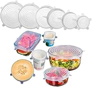 QERINKLE® Microwave Safe Silicone Stretch Lids reuseable Flexible Covers for Rectangle, Round, Square Bowls, D