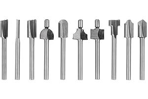 Gasea 10pcs 3mm 1/8" Shank HSS Router Bits Woodworking Tool Fits Dremel Rotary Tool Parts