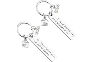 MIZT 2024 Porte-clés Couple Maison Personnalisé, 2pièces Nouvelle Maison Nouvelles Aventures Porte-clés Cadeau de pendaison de crémaillère Nouveau Propriétaire Maison Porte-clés Première Maison Présent