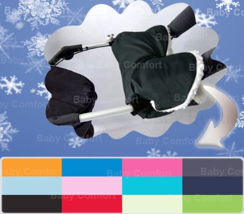 Universal Baby Hand Warmer Muff with Warm Fleece Compatible With Pushchairs Prams and Travel - BLACK