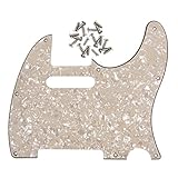  IKN 8 Hole PVC Schlagbrett Guard plate mit Montageschraube für den Ersatz der Gitarre Stil Tele Precision 4Ply Aged Pearl