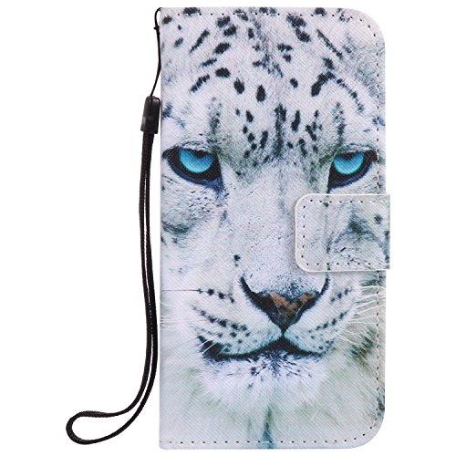 Feeltech Samsung Galaxy S6 Edge Hülle PU-Leder und Brieftasche Bunte Muster Fall mit Magnetverschluss, Hybrid-Kickstand mit Stand-Funktion, schlagen Sie schützende weiche TPU Stoßstangenabdeckung und Kreditkartenhalter für Samsung Galaxy S6 Edge Handgelenk Bügel-Buch-Art-Geldbeutel-Tasche mit 2 In 1 Berühren Sie Stift – White leopard - 2