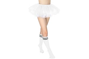 VONMELLI Gonne Tutu per Donna Adulte con Calze a Tubo 5 Strati Tulle Gonna Tutu 80s Costumi per Party Favor Dance Runners