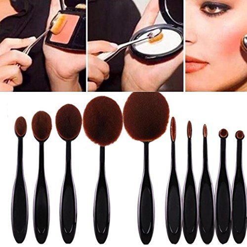 Voberry® 10PC/Set Toothbrush Style Eyebrow Brush Foundation Eyeliner Makeup Brushes