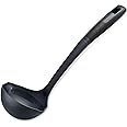 Tasty Everyday Soup Ladle for Left & Right-Handed Users, Soft-Touch Handle Soup Spoon for Cooking & Serving Soup, Spoon Ladle with Measurements, Kitchen Utensil, Size: 34x10x8cm, Colour: Black & Grey