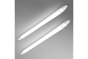 ALUSSO LIGHTING Confezione da 2 Plafoniera da Officina 60cm, 18W 1800LM Tubo LED, Bianco Neutro 5000K, IP65 Impermeabile Plafoniere LED per Garage, Cantina, Ambienti Umidi, Bagno, Ufficio, Magazzino