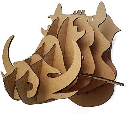 Paper Maker Animal Head Wall Decoration Wild Hogs Art Wall Hanging DIY Cardboard 3D Puzzles (Small-sized Brown)