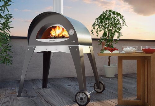 Preisvergleich Produktbild Pizzaofen / Flammkuchenofen / Holzbackofen "CIAO" grau
