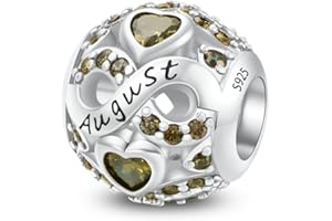 ChenYuTe Charms di Pietra di Nascita in Argento Sterling per i Gioielli del Braccialetto di Fascino di Pandora, Charms del cuore Dell'amore per i Braccialetti e le Collane