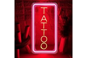 HFHUNGKEONG Luz de tatuaje de neón, letrero de neón acrílico LED para tienda de tatuajes, decoración de pared, reutilizable y regulable, regalos de tatuajes para amantes de los tatuajes, decoración de tatuajes