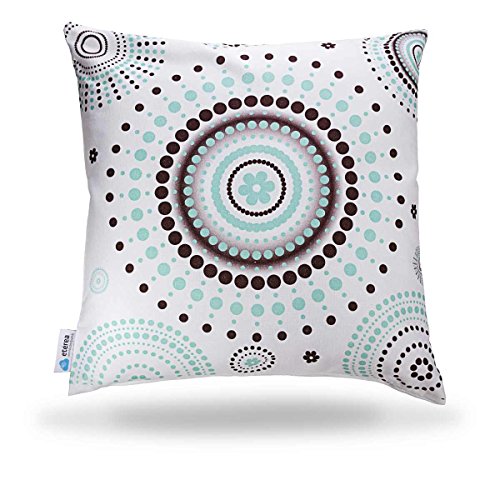 etérea Deko Kissen Kissenbezug Kissenhülle Dekokissen, 100% Baumwolle, Retro Kreise Türkis, 40x40 cm