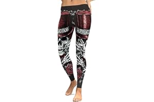 hualualua Leggins con Estampado De Calavera De Halloween Pantalones De Cintura Alta para Mujer Athleisure Push Up Leggings Deportivos Pantalones Góticos Punk