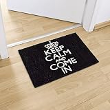 Relaxdays Fußmatte Kokos KEEP CALM 40 x 60 cm Kokosmatte mit rutschfestem PVC Boden Fußabtreter aus Kokosfaser als Schmutzfangmatte und Sauberlaufmatte Fußabstreifer für Außen und Innen Matte, schwarz - 2