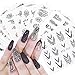 Produktbild LXYQW Nagelsticker Nagelaufkleber 12 Stücke Wasser Abziehbilder Blumenschmuck Nagelaufkleber Schwarze Geometrie Hohle Designs Nail Wraps Slider Dekoration Maniküre