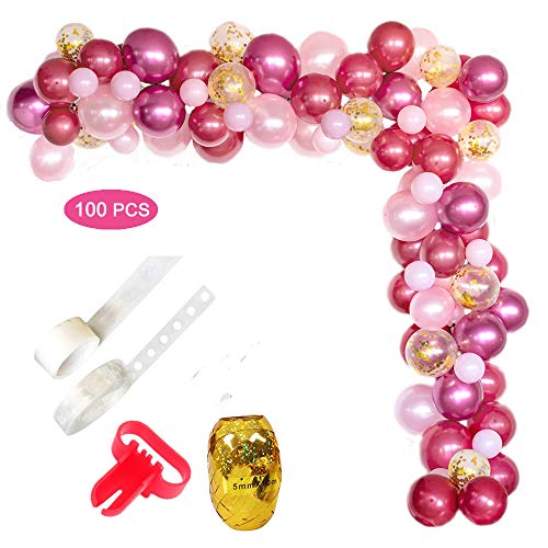 Felly Arche Ballon Rose, Guirlande de Ballon, 105Pcs Ballon Mariage Rose Kit Confettis Ballon pour Garçon Baby Shower Fête Decoration Anniversaire Chambre Bebe Pièce maîtresse Toile De Fond